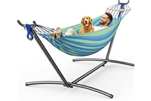 ANAGOO Double Hammock, Heavy Duty Portable, 500 lb Weight Capacity, Perfect for Both Indoors and Outdoors, 2 Person Hammock with Carrying Bag, Wide Blue