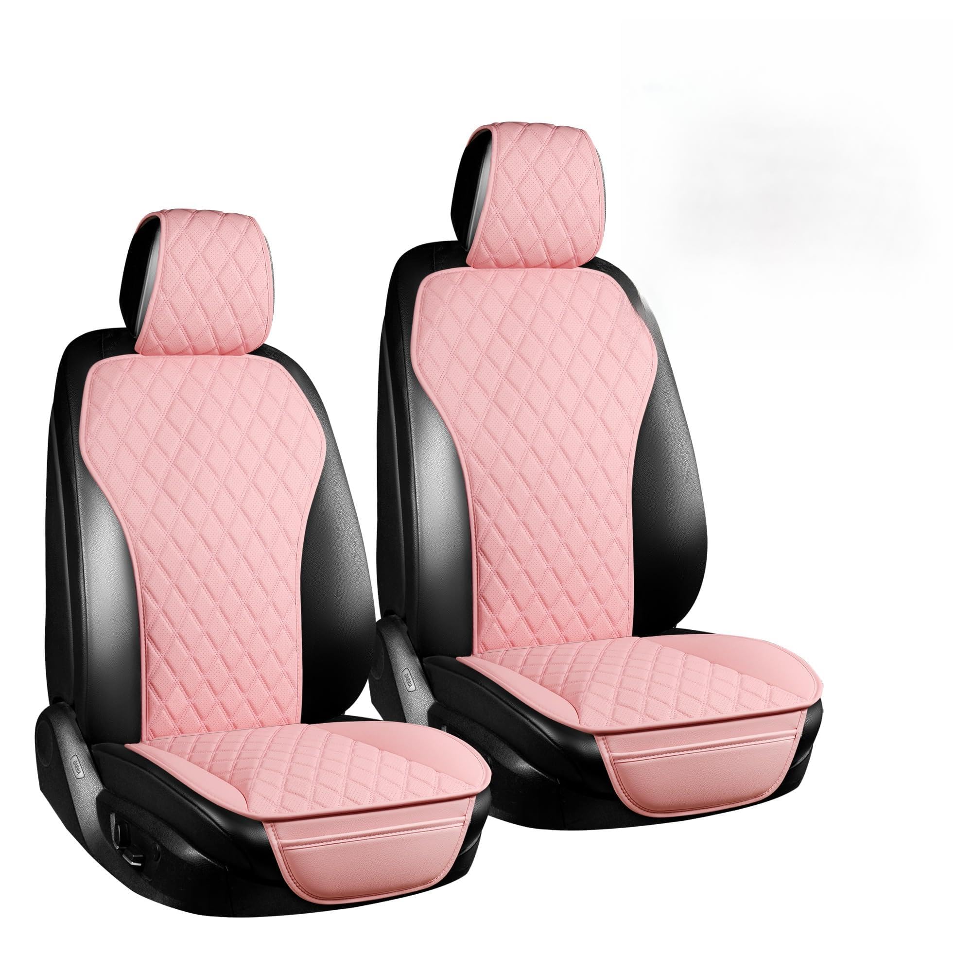 Photo 1 of ***(STOCK PHOTO FOR REFERENCE ONLY/ ALL PINK)***BaoLL  Front Car Seat Covers, Leather Seat Covers with Steering Wheel Cover and Two Seat Belt Pads, Waterproof Seat Covers for Cars Universal Fit 95% Vehicles (Pink)
