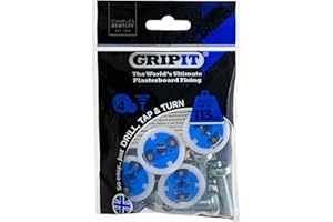 GripIt Blue 25mm Plasterboard Fixings for Stud Walls - Max Load 113Kg (4 Pack)