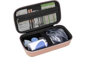 Elonbo Carrying Case for Portable Handheld Inhaler Nebulizer Machine for Adults and Kids, Asthma Inhaler Spacer Travel Case, Handheld Mesh Atomizer Machine Holder, Inhaler Spacer Bag, Rose Gold