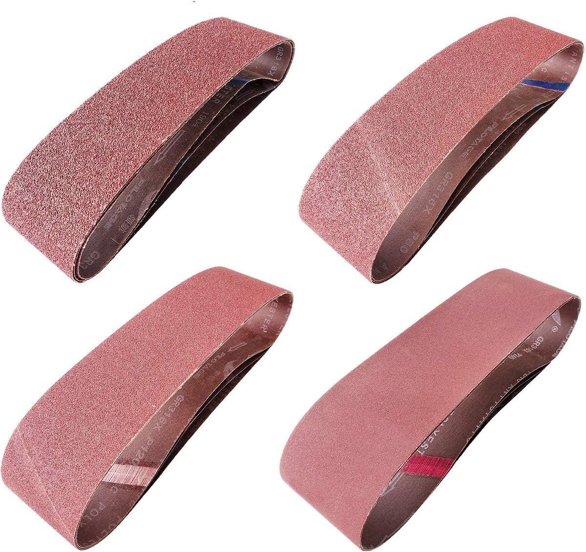 Sackorange 20 PCS 3 inch x 21 inch Abrasive Sanding Belts - 5 Each of 40 80 120 240 Grit Aluminum Oxide Sanding Belts For Belt sander (3 x 21 inch) - - 