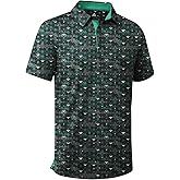 ZITY Men's Golf Shirts Short Sleeve Moisture Wicking Performance Print Patterns Casual Collared Golf Polo Shirt for Men