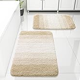 Arotive Bathroom Rugs Sets 2 Piece, Shaggy Soft and Absorbent Microfiber Bath Rugs, Non-Slip, Machine Washable Dry Bath Mats for Bathroom, 30x20 and 24x16, Light Beige