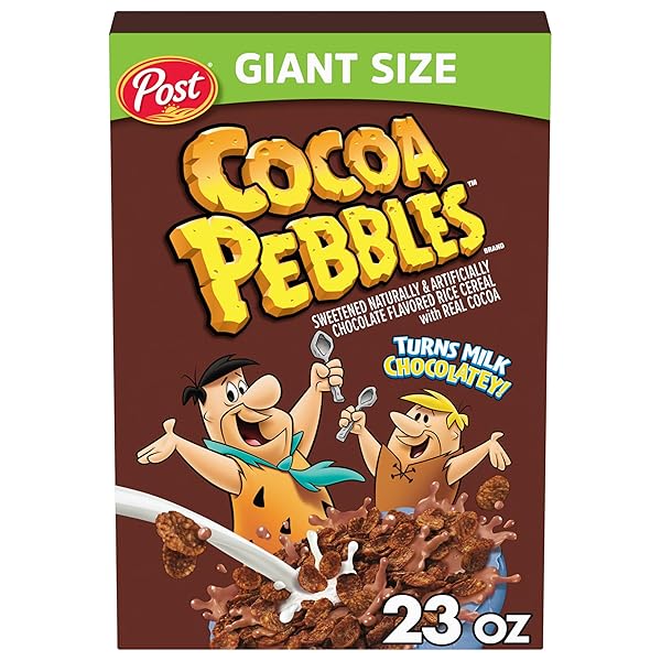 COCOA PEBBLES CEREAL, CHOCOLATEY KIDS BREAKFAST, GLUTEN FREE RICE CRUNCH, 23 OZ BOX