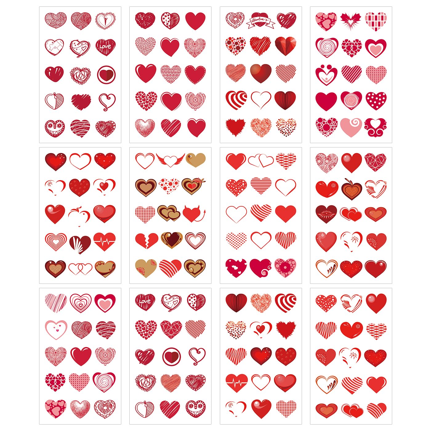 Photo 1 of 180 PCS Valentines Love Hearts Temporary Tattoos, Red Fake Tattoo Stickers for Kids Girls Women Face Body Valentine's Day Party Decorations Supplies