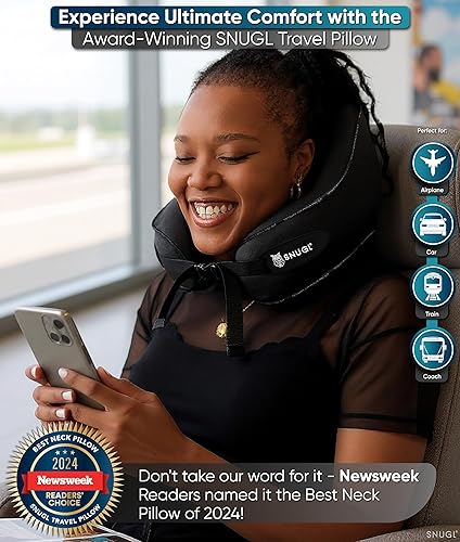 SNUGL Travel Pillow – Memory Foam Travel Pillows for Airplanes Neck  Pillow for Airplane with Carry Bag C