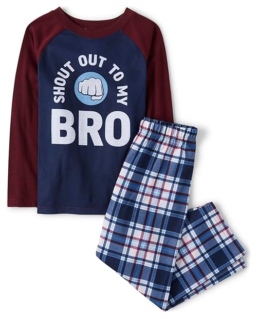 The Children's Place Baby Girls Long Sleeve Top And Pants 2 Piece Pajama Set, Shout Out Bro, Medium US