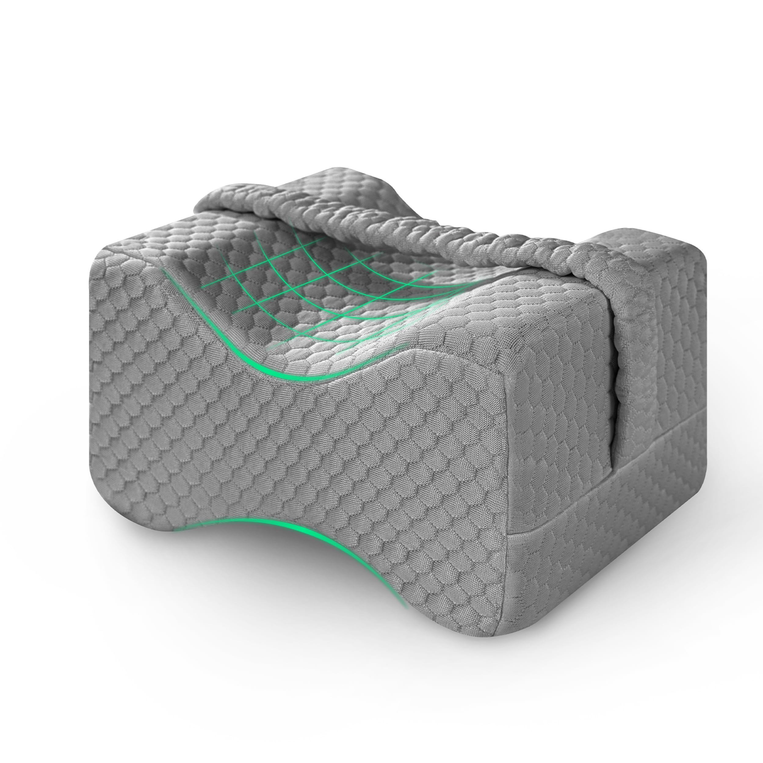 Photo 1 of FuturaLoom Knee Pillow for Side Sleepers Hip Pain,Charcoal Memory Foam Leg & Knee Pillow for Side Sleeping,Between Leg Pillow for Side Sleepers,Leg Pillow with Straps and Removeable Cover(Grey)