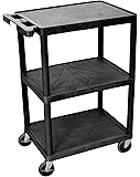 LUXOR STC222-B 3-Shelf Utility Cart, Black