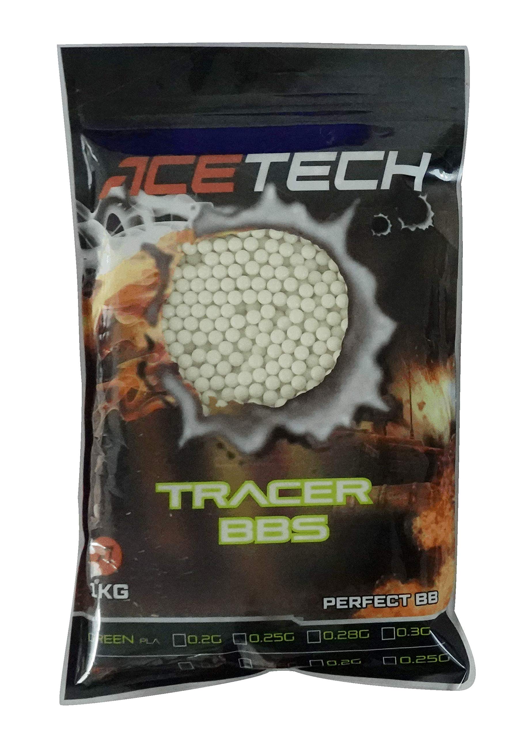 ACETECH Airsoft Gun Glow in Dark Tracer BBs (Green/Red) (Green 0.2g 5000CT)