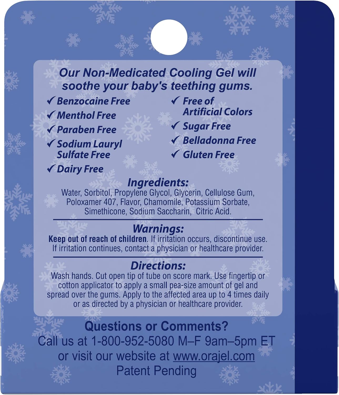 baby orajel benzocaine free ingredients