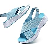 Bravover Womens Orthopedic Sandals Ladies Recovery Sport Outdoor Adjustable Strap Sandals with Comfortable Plantar Fasciitis Arch Support