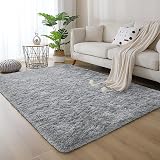 MOONLIGHT20015 Grey Shaggy Rug 60x110 Non Slip Plush Carpet view 6