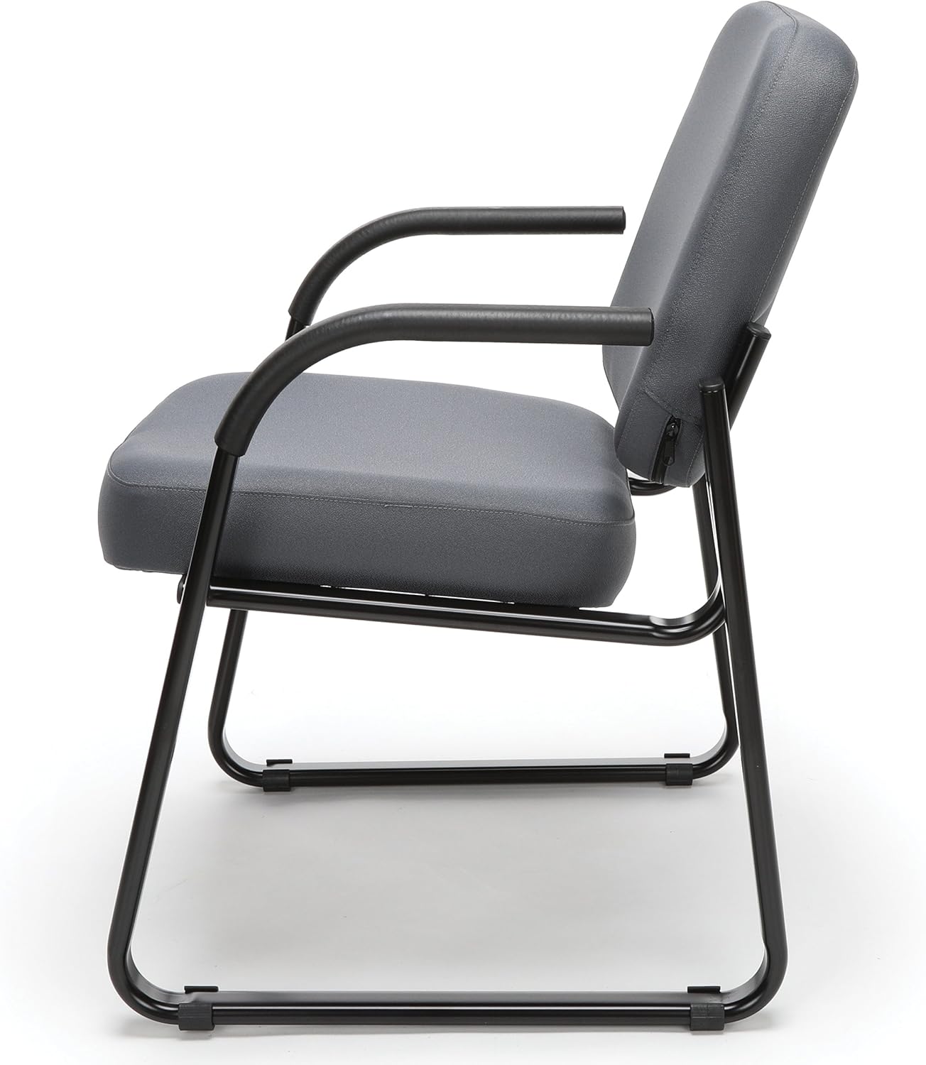 OFM Core Collection Vinyl Guest and Reception Chair with Arms and Extra Thick Cushion, in Charcoal: Furniture & Decor