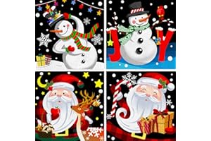 QEUOYSS 4 Paint by Numbers for Kids Ages 8-12 DIY Paint Set for Girls Boys Adults Beginner Crafts for Girls Ages 4-8 Acrylic Oil Painting by Number Kits Perfect for Gift Decor 8"x8" (4 pack christmas)