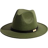 Gossifan Fedora Hats for Men Wide Brim Panama Hat with Classic Belt
