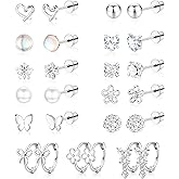 Hypoallergenic Surgical Stainless Steel Earrings for Girls Kids Jewelry - Screw Back Earrings for Sensitive Ears Cute Flower Heart Pearl bow Earrings for Women