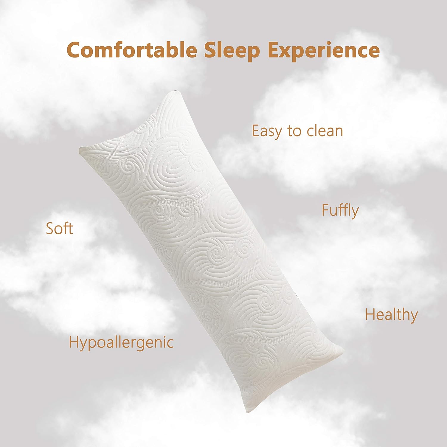 Cosybay Full Body Pillow - Long Pillow with Removable Bamboo Breathable Cover for Adults and Pregnancy - Large Bed Pillow with Soft Filling for Side Sleeper-20×54 Inch: Home & Kitchen