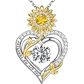MOOSEA Sunflower Gifts for Women - 925 Sterling Silver Moissanite Sunflower Necklace Anniversary Birthday Gift for Women Wife Girlfriend You Are My Sunshine Jewelry Gifts