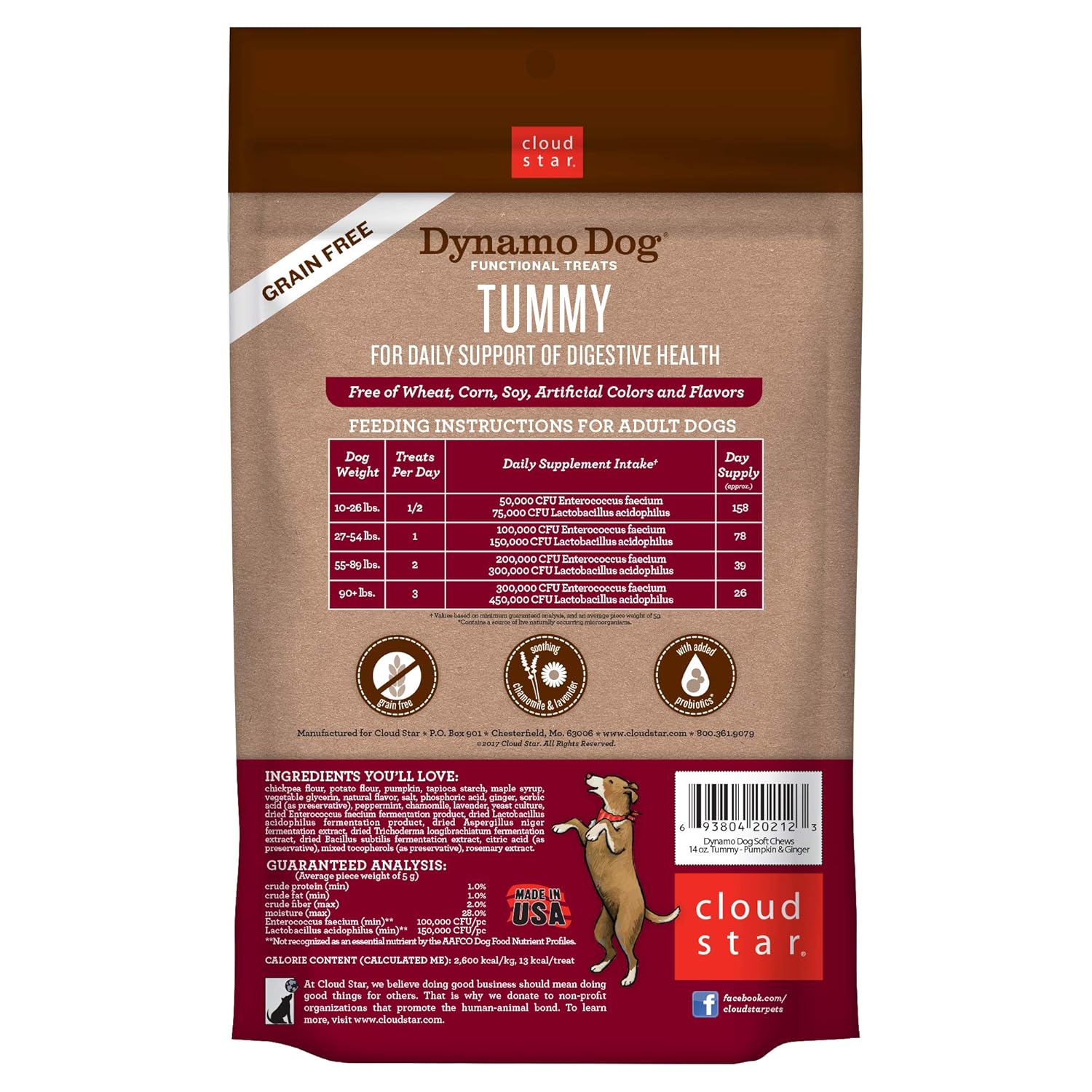 Cloud Star Dynamo Dog Functional Soft Chews Tummy Pumpkin Ginger 14 O!   z - 