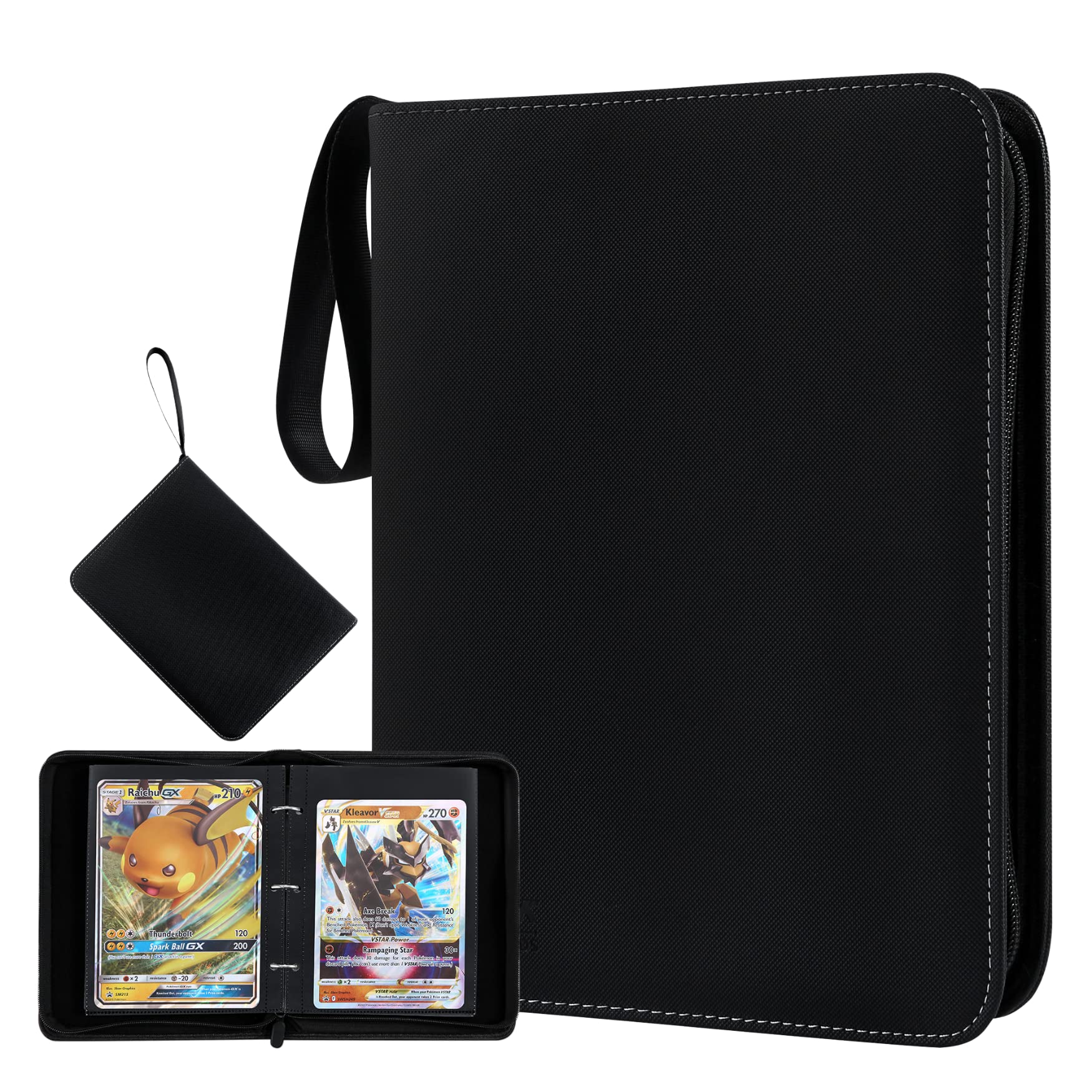 Photo 1 of Jumbo Card Binder for Pokemon Jumbo Cards, iofeiwak® Oversized 2 Pockets Card Binder with 3 Rings - Holds 80 Cards with 40 Removable Sleeves - Portable & Lightweight (X-Large 5.9"x8.1")