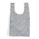 BAGGU Large Reusable Shopping Bag, Foldable Ripstop Nylon Tote for Laundry or Shopping, Sailor Stripe