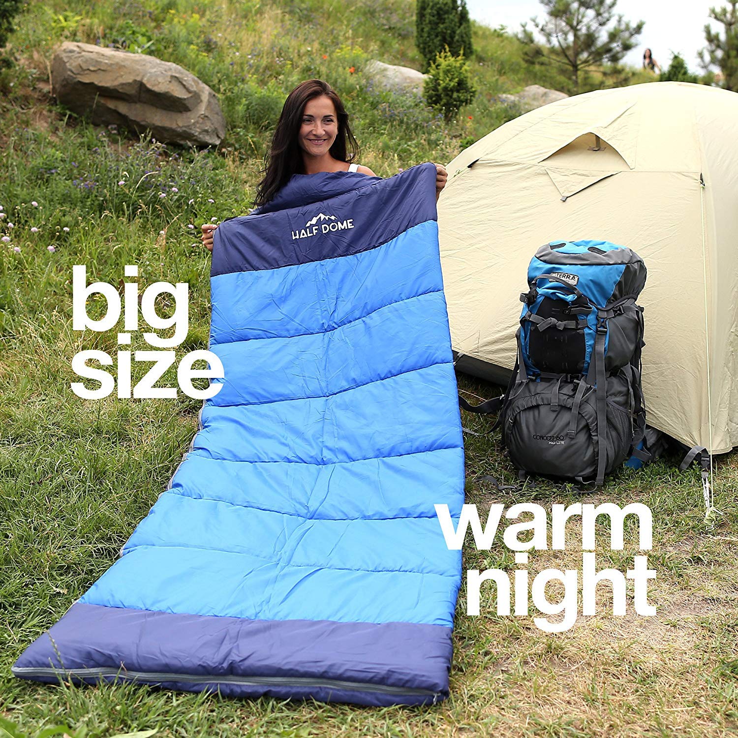Half Dome Camping Sleeping Bag Set Women Men - Backpaking Outdoor Sleeping Option Ultralight Compact Sleeping Bag