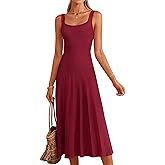 PRETTYGARDEN Spring Dresses for Women 2026 Summer Casual Sleeveless Square Neck A Line Knit Pleated Midi Cocktail Party Dress