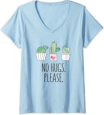 Amazon.com: Womens No Hugs Shirt Cute Cactus Not A Hugger ...
