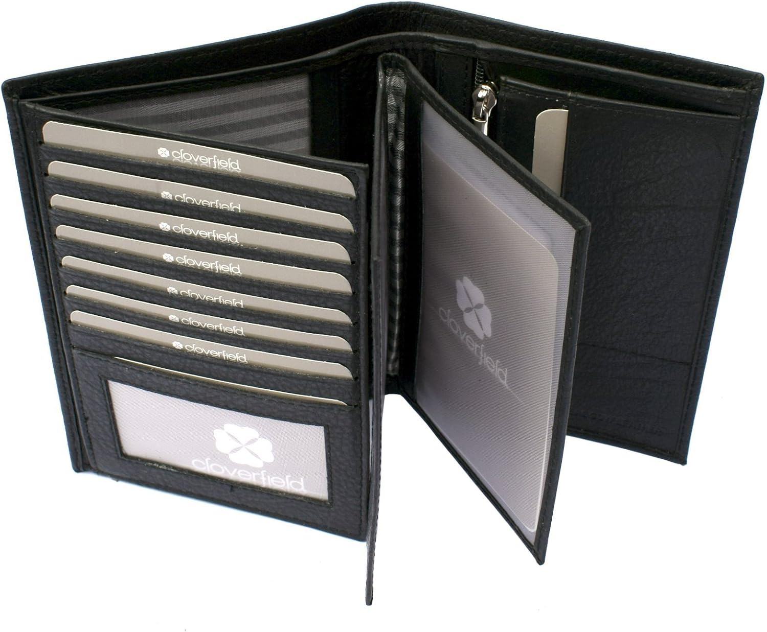 Mens Real Leather Jacket Coat Wallet Long 6 Photo Windows Zip Coin Pocket Amazon.co.uk Luggage