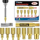 Ktehloy 8PCS Heat Set Insert Tips - for Thread Inserts M2 / M2.5 / M3 / M4 / M5 / M6 / M8 - #2-56 / #4-40/ #6-32/ #8-32/ #10-24/1/4"-20/5/16" and Soldering Iron Adapter 900M/T18/FX-888D