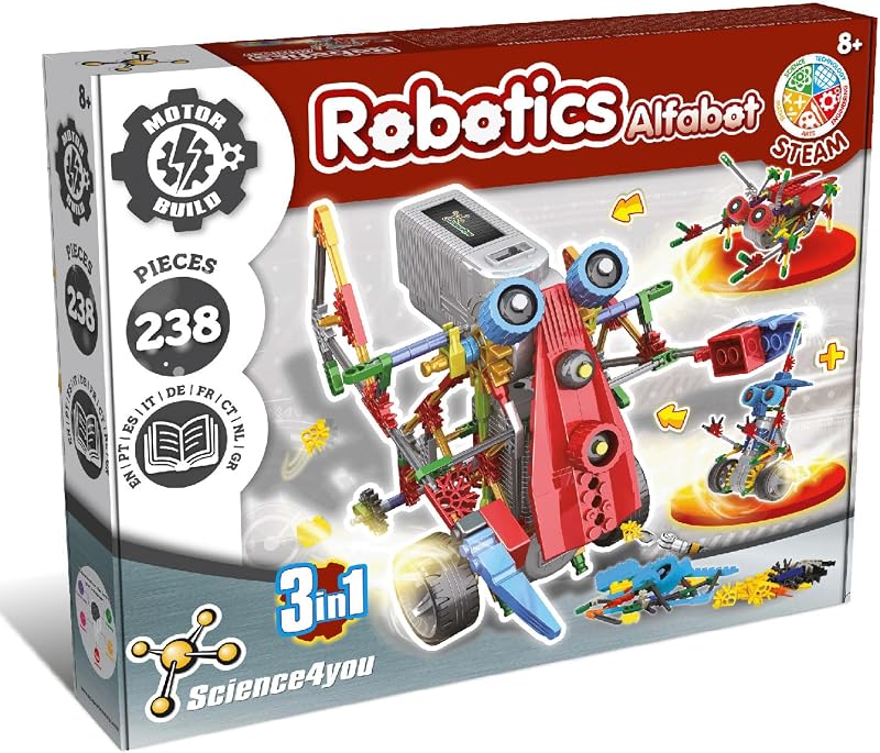 Science4you Alfabot Robotics Kit 238 Pieces 3 Robots in 1 STEM Toy 8-14