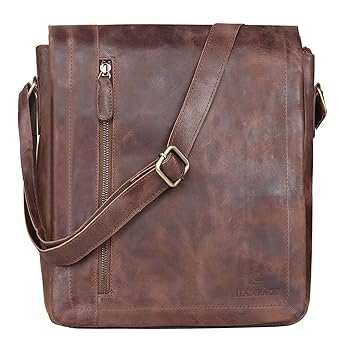 LEADERACHI Unisex Hunter Leather Brown Messenger Bag
