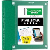 Five Star 1 Inch 3 Ring Binder, View Binder, Customizable Cover, Color Selected for You, 1 Count (26144)