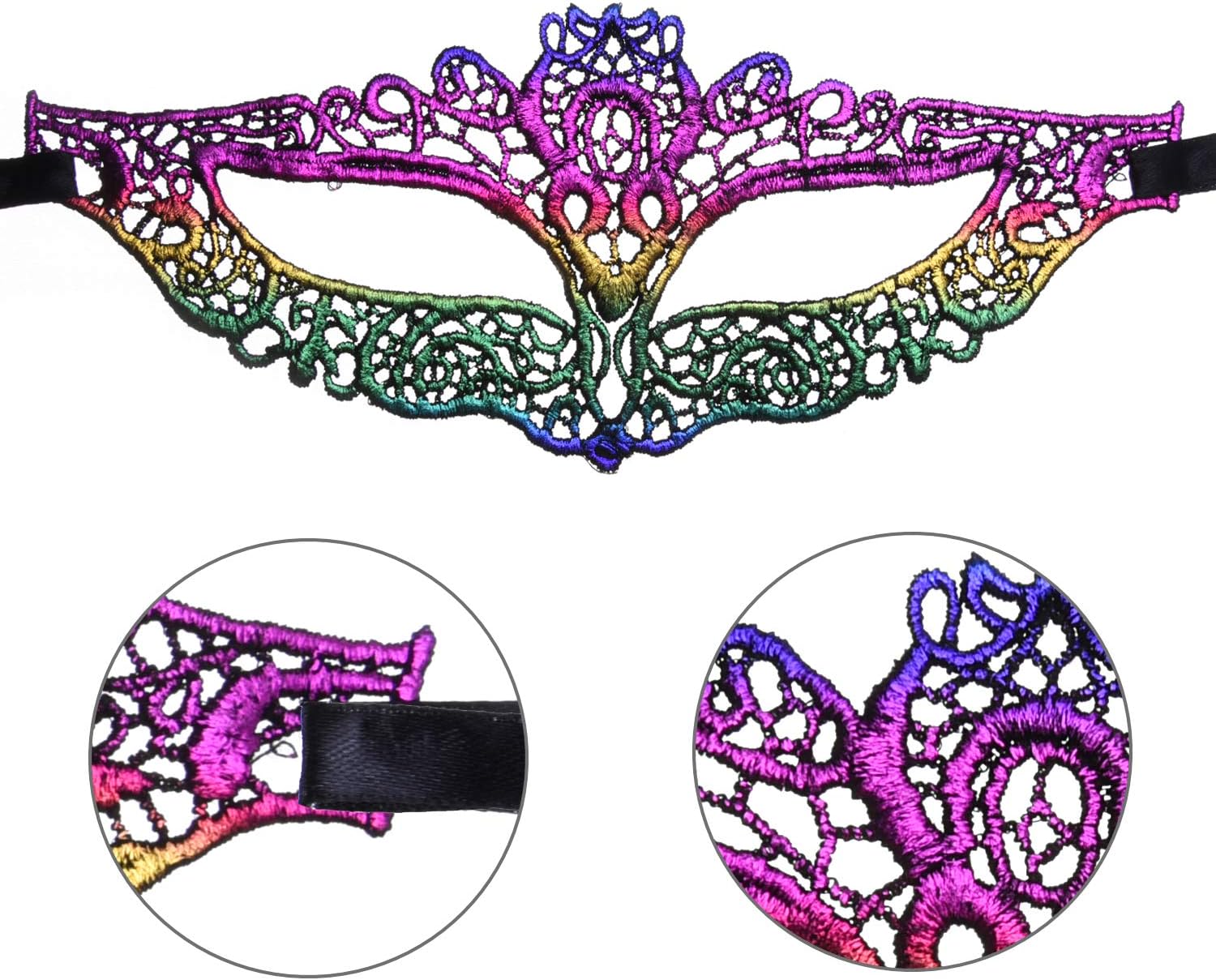 SIQUK 20 Pieces Lace Masquerade Mask Women Venetian Masks Lace Mask for Party Evening Prom Ball Bachelorette Party and Costumes, 9 Colors - Image 3