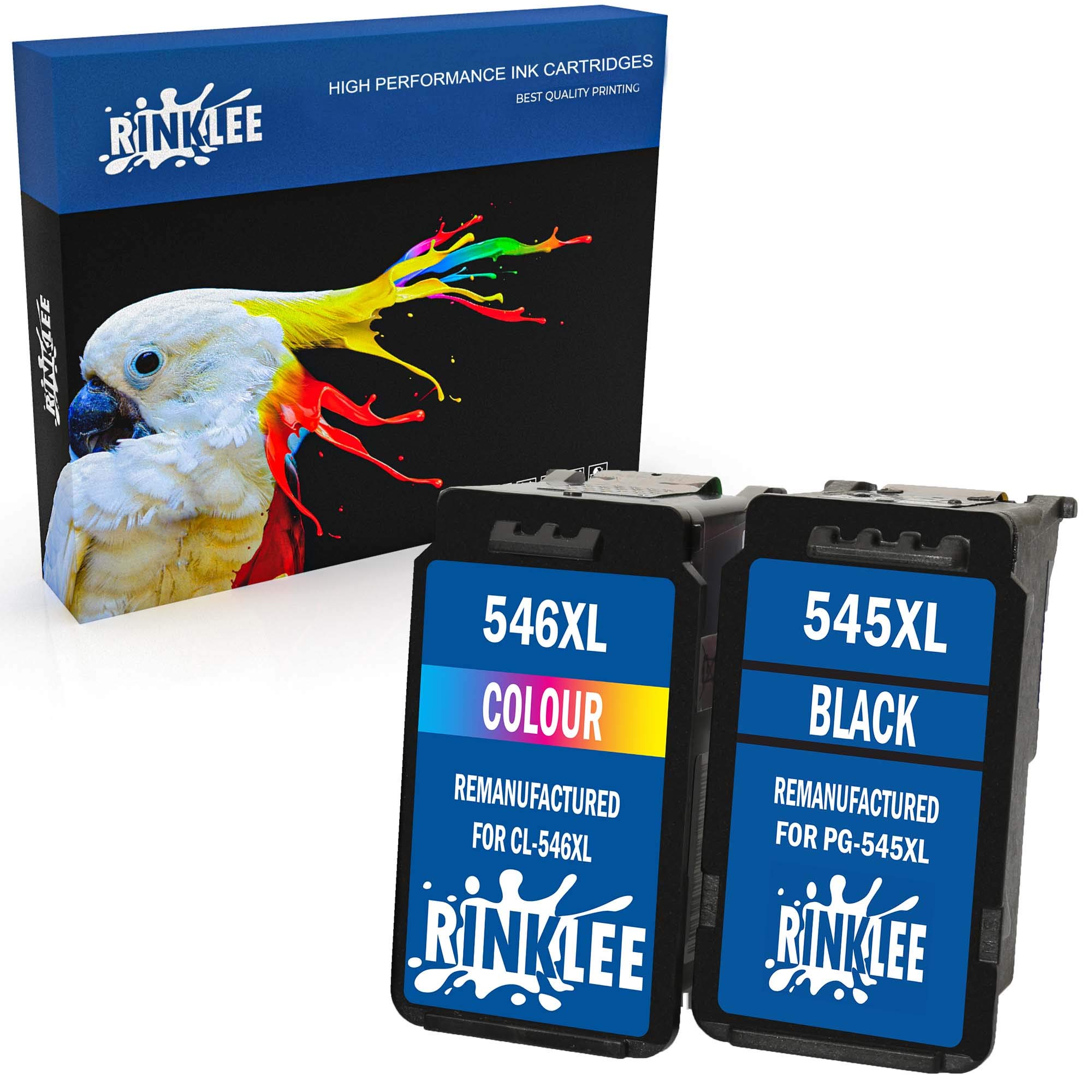 RINKLEE Remanufactured for Canon PG-545XL CL-546XL Ink Cartridge compatible with Canon Pixma MG2450 MG2550 MG2550S MG2555S MG2950 MG3050 MG3051 MG3052 MX495 iP2850 TS205 TS3150 | 1 Black, 1 Tri-Colour