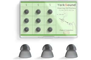 YorkSound Set of 9 Hearing Aids Domes, Silicone Power Domes Close Domes Ear Tips, Hearing Aid Replacement Domes, Sure Fit RIC RITE and Open Fit BTE Hearing Amplifier, Smoky Color, Small