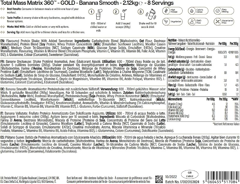 Protein Works | Total Mass Matrix 360 - Gold, Banana Vellutata, 2.12kg