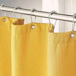 Amazon.com: AmazerBath Mustard Yellow Shower Curtain Waffle Shower ...