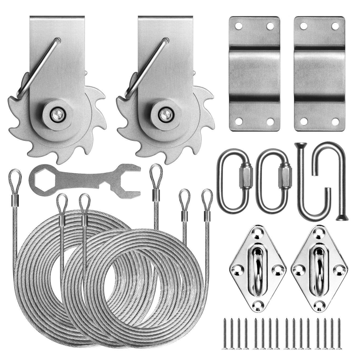 Photo 1 of ColourTree Hardware Kit Winch Set for Rectangle/Square Sun Shade Sails Canopy, Easy-Tensioning, 316 Military-Grade Stainless Steel(Winch + Hardware Kit + Cables)