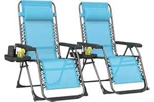 Outsunny Zero Gravity Chair Set of 2, Adjustable Reclining Outdoor Lounge Chair with Cup Holder, Folding Recliner Patio Chair