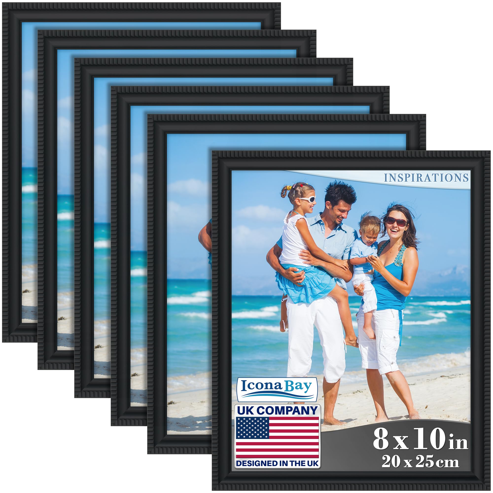 Icona Bay - 10x8 inch Picture Frames - Black, 6 Pack - Beautifully Detailed Moulding - Contemporary Picture Frame Set - Wall Mount or Table Top - Inspirations Collection โ image 1