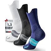 Juclise Bamboo Viscose Compression Running Socks, Athletic Basketball Hiking Workout Golf Padded Anti-Blister Wicking