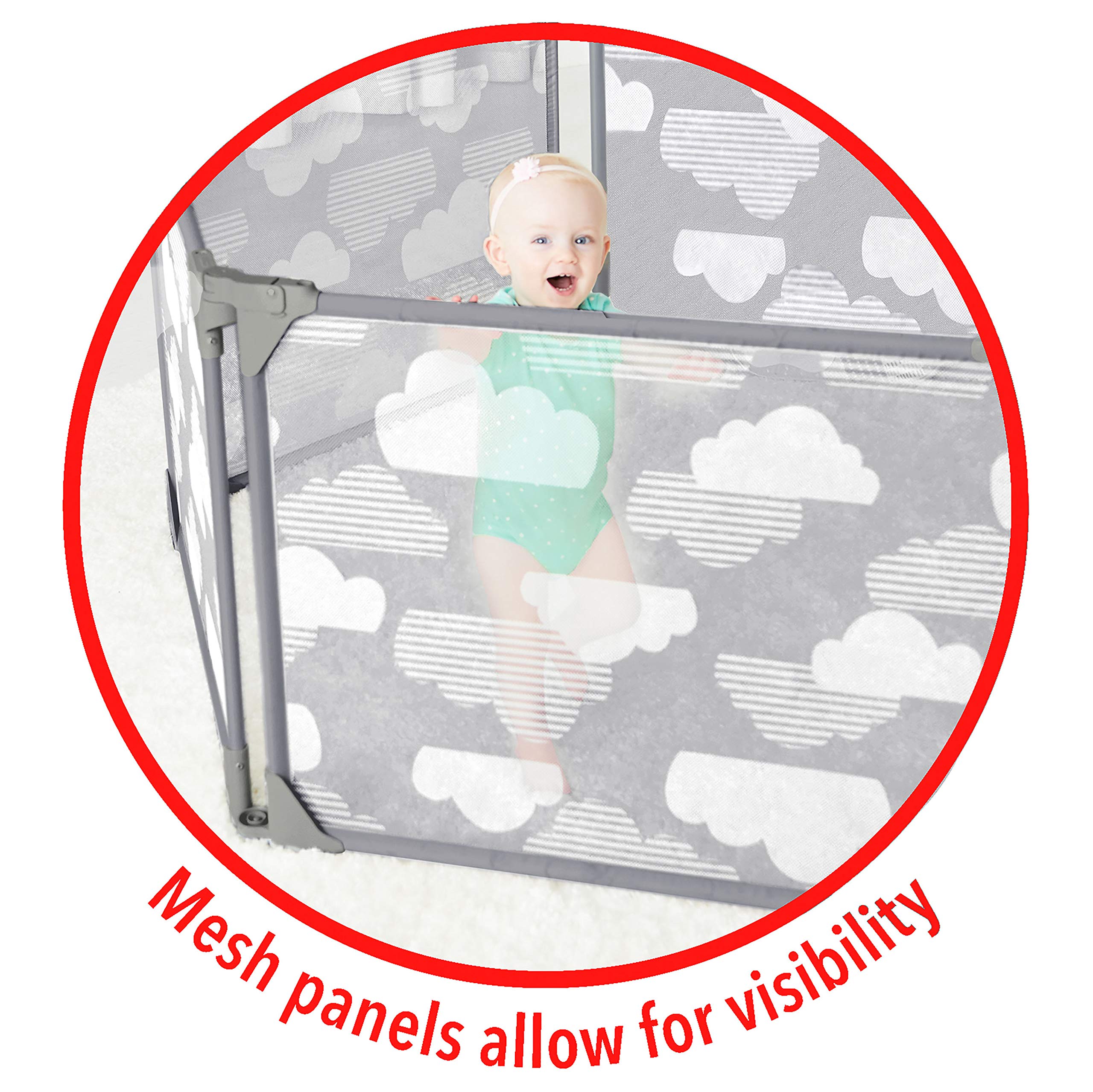 Skip Hop Baby Playpen Expandable or Wall Mounted Play Yard with ClipOn Play Surface, Silver