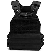Black Adjustable Tactical Weight Vest /14lb or 20lb / Weight Plate Carrier Vest for Training, Strength & Conditioning, Improv