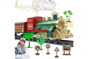 Train Set Electric Train Toys for Kids, Christmas Train Set with Smokes, Light & Sound for Under Christmas Tree, Toddler Mode
