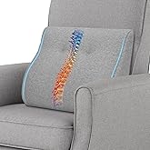 baibu Lumbar Support Pillow for Recliner, Large Memory Foam Dual-Layer Patent Design Back Support Cushion for Sofa & Gaming Chair, Ergonomic Lumbar Pillow with Machine Washable Cover, Light Grey