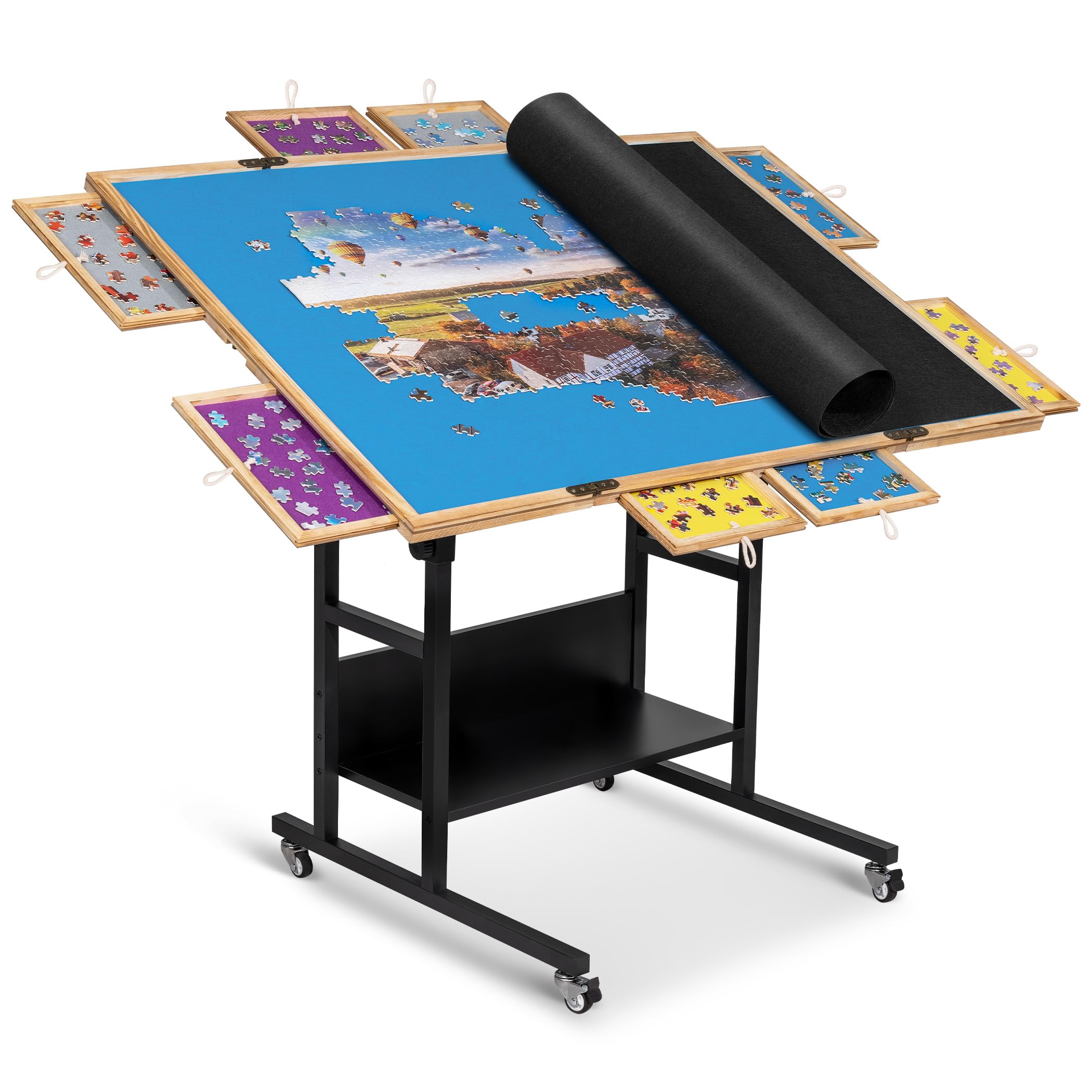Photo 1 of *UNTESTED*
Becko US 2000 Piece Tilting & Foldable Puzzle Table with 8 Drawers & Cover, Adjustable Puzzle Tables for Adults with Height & Tilt Angle Adjustments, Tilted Jigsaw Board for 2000 Pieces Puzzles