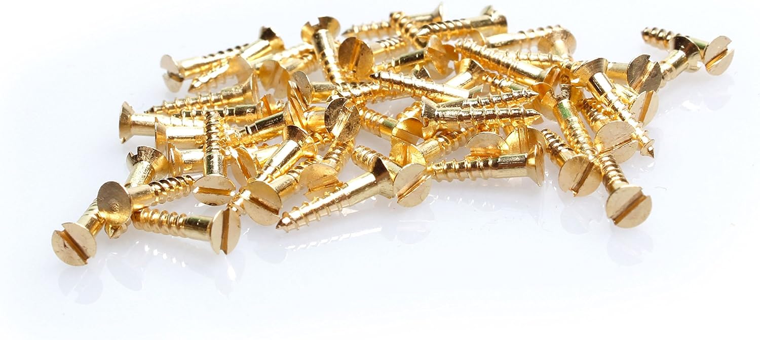 100 Mini Wood Screws DIN 97 Slotted Countersunk Head Brass 2 x 10 mm for Model Making or