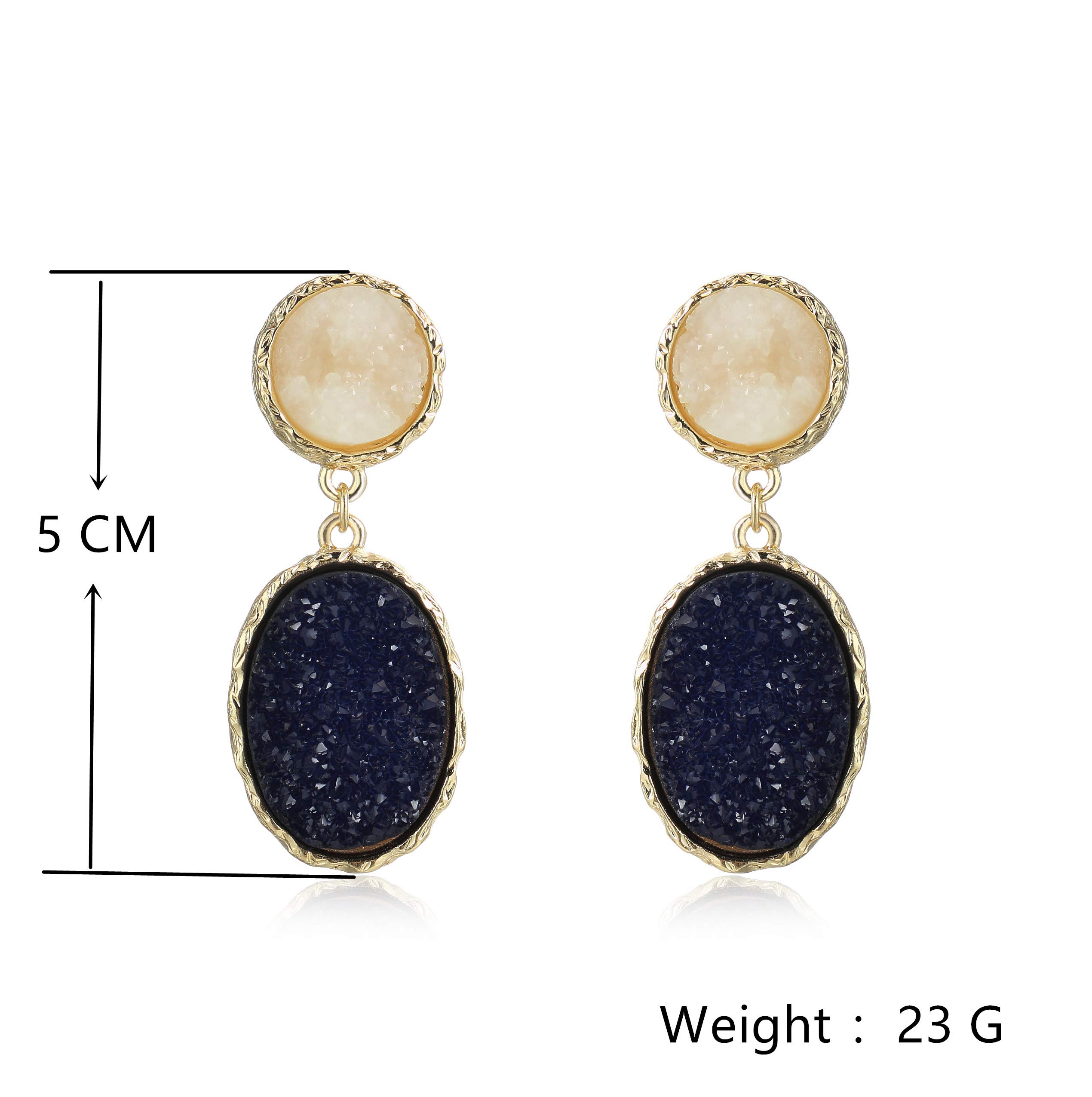 MVCOLEDY Resin Earrings Bohemian Style Drop Dangle Earrings Druzy Stud Earrings for Women Fashion Jewelry (RoyalBlue)